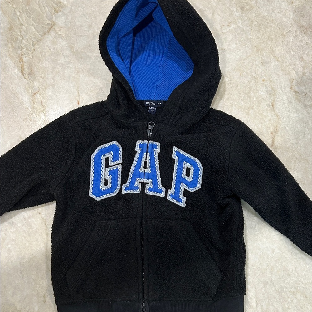 GAP Kids Black Hoodie with Blue Accents
